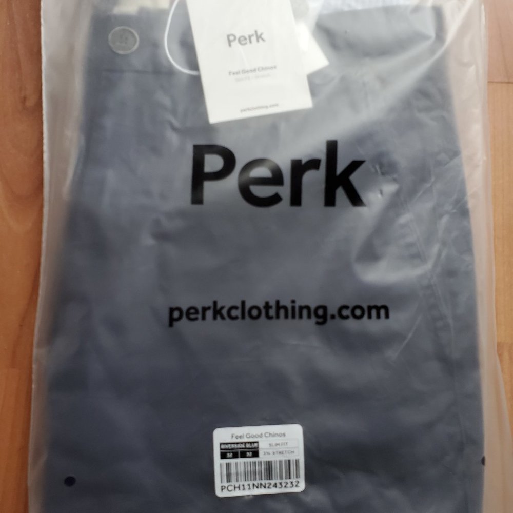 NEW Men's PERK Feel Good Chinos Slim Fit / Stretch - Riverside Blue. Size 32x32